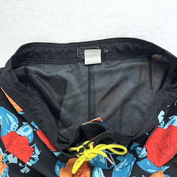 Grateful Dead Begonia Dancing Bear X Section 119 Men's Swim Trunks Black Size 34 - Picture 6 of 7
